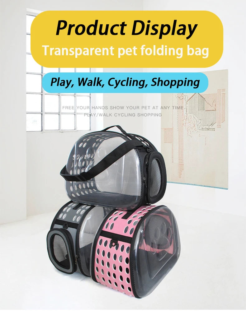 Bolsa de ombro para animais de estimação, bolsa de transporte para gatos, bolsa respirável para viagem ao ar livre, cápsula transparente para filhotes e gatinhos, bolsa de ombro portátil