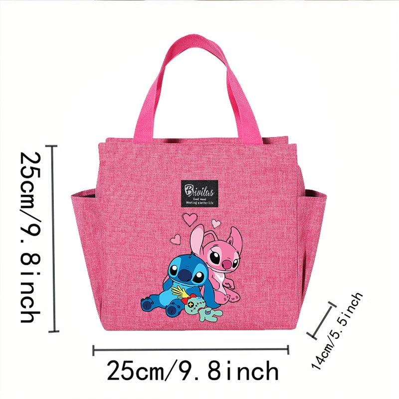 Bolsa de almoço térmica Stitch - Tecido Oxford impermeável, papel alumínio, bolsa quadrada portátil e reutilizável para trabalho, escola, piquenique