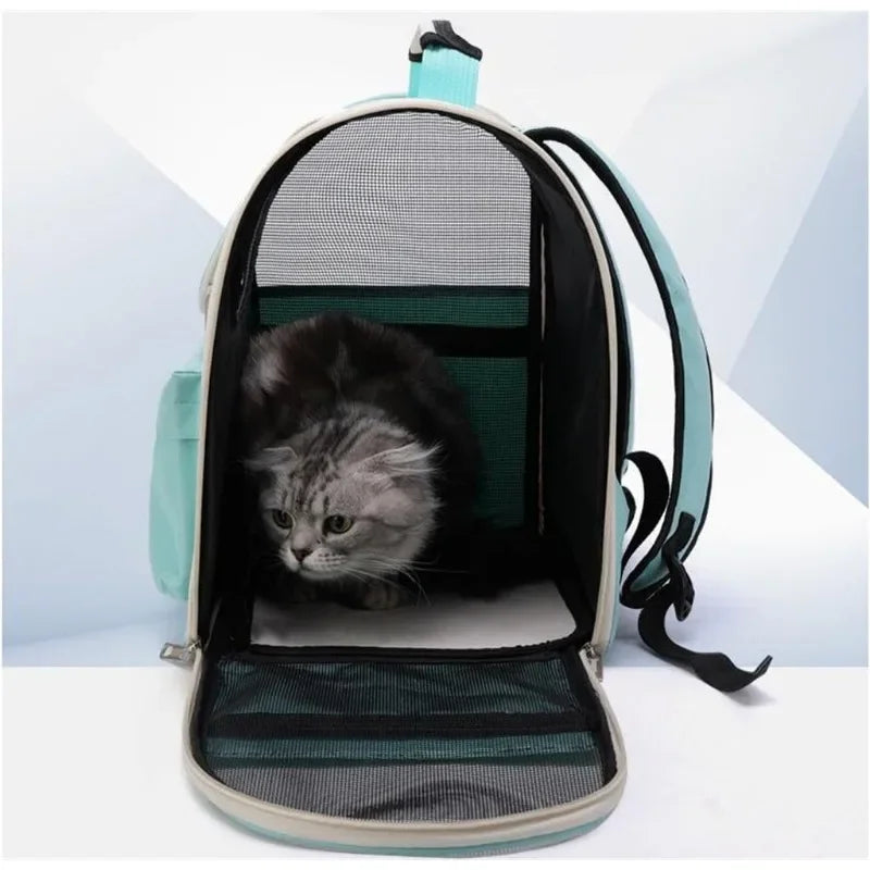 Mochila de transporte para gatos, bolsa de transporte à prova de vento para cães pequenos, bolsa de transporte para gatos, mochila de transporte com almofada