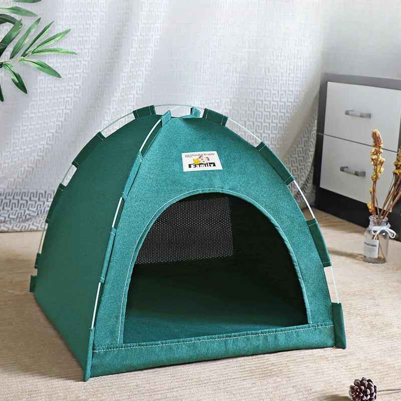 Casa dobrável para gatos, tenda para animais de estimação, quatro estações, ninho universal para gatos e cães, tapete refrescante de verão, portátil, dobrável e respirável para áreas externas