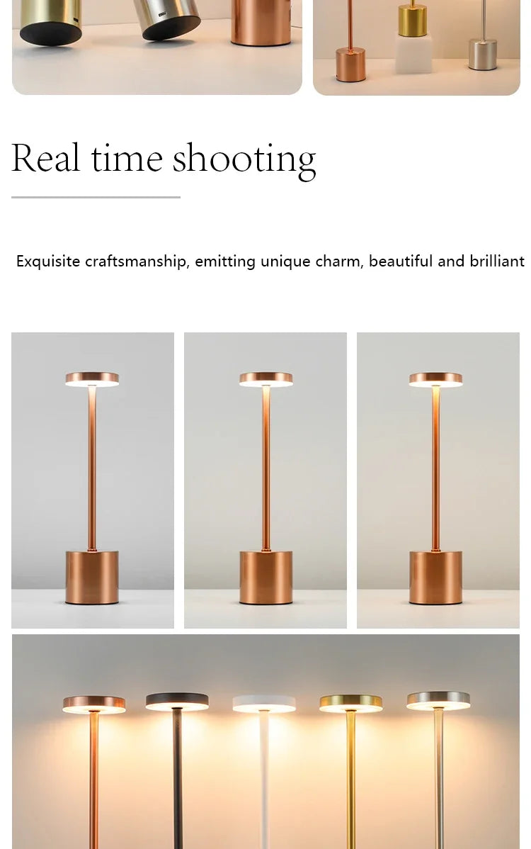 Luminária de mesa LED com sensor de toque, luz noturna de mesa, recarregável, sem fio, lâmpada de leitura, 3 cores, ajustável, luz ambiente criativa