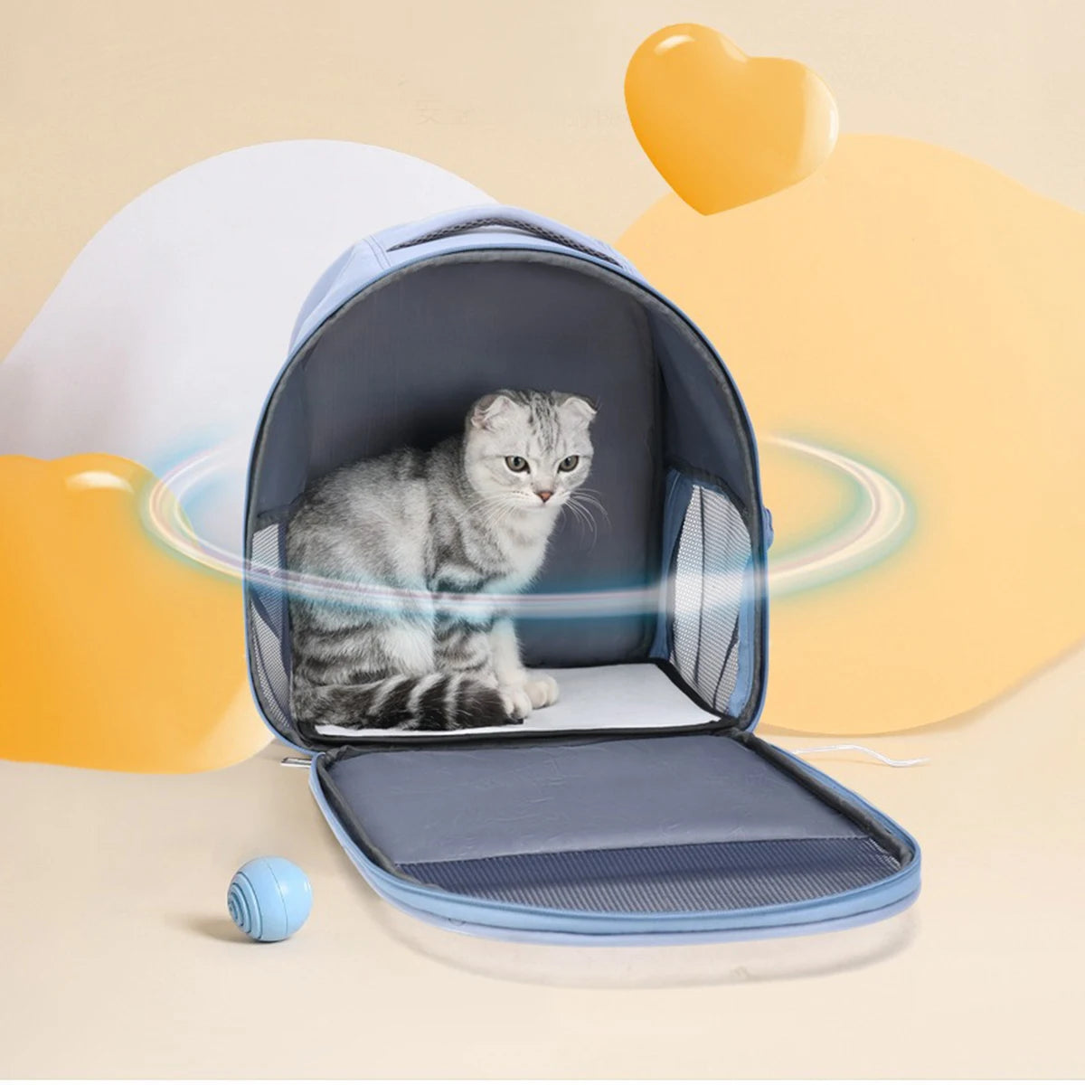 Mochila portátil para transporte de gatos - Oxford respirável e malha, alças ajustáveis ​​39 x 32 x 25 cm (15,3 x 12,5 x 9,8 pol.) para veterinário/viagem