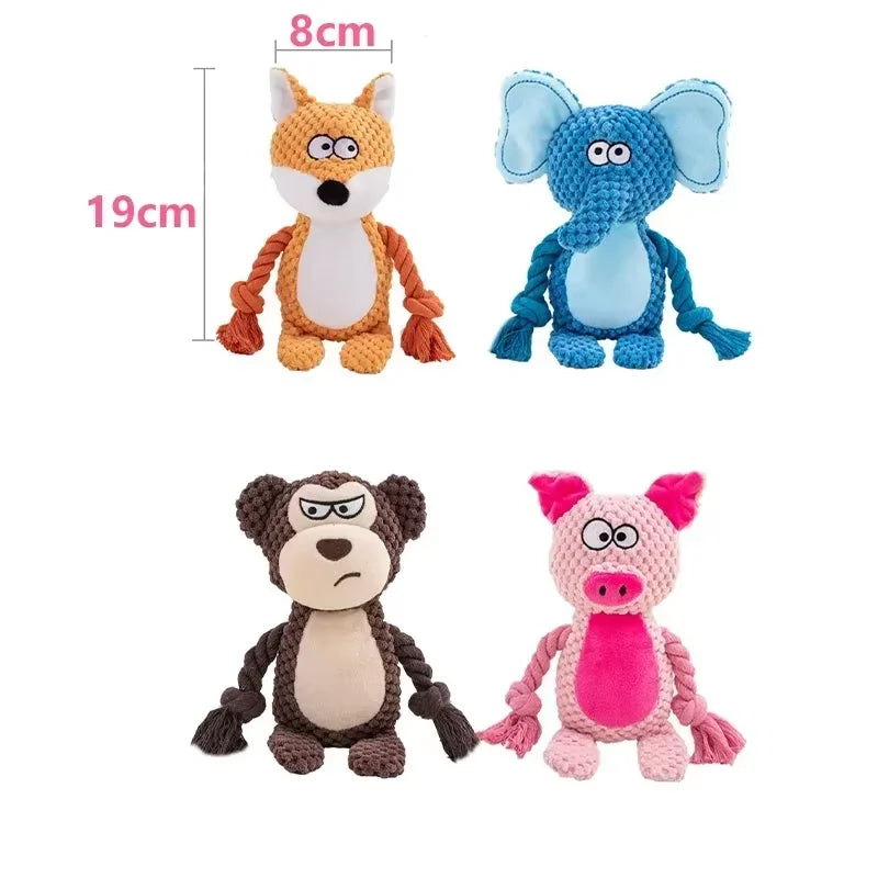 Brinquedo de pelúcia interativo para mastigar, de pelúcia crua, pequeno, indestrutível, resistente a mordidas, com som, chocalho para cachorros, brinquedos para animais de estimação