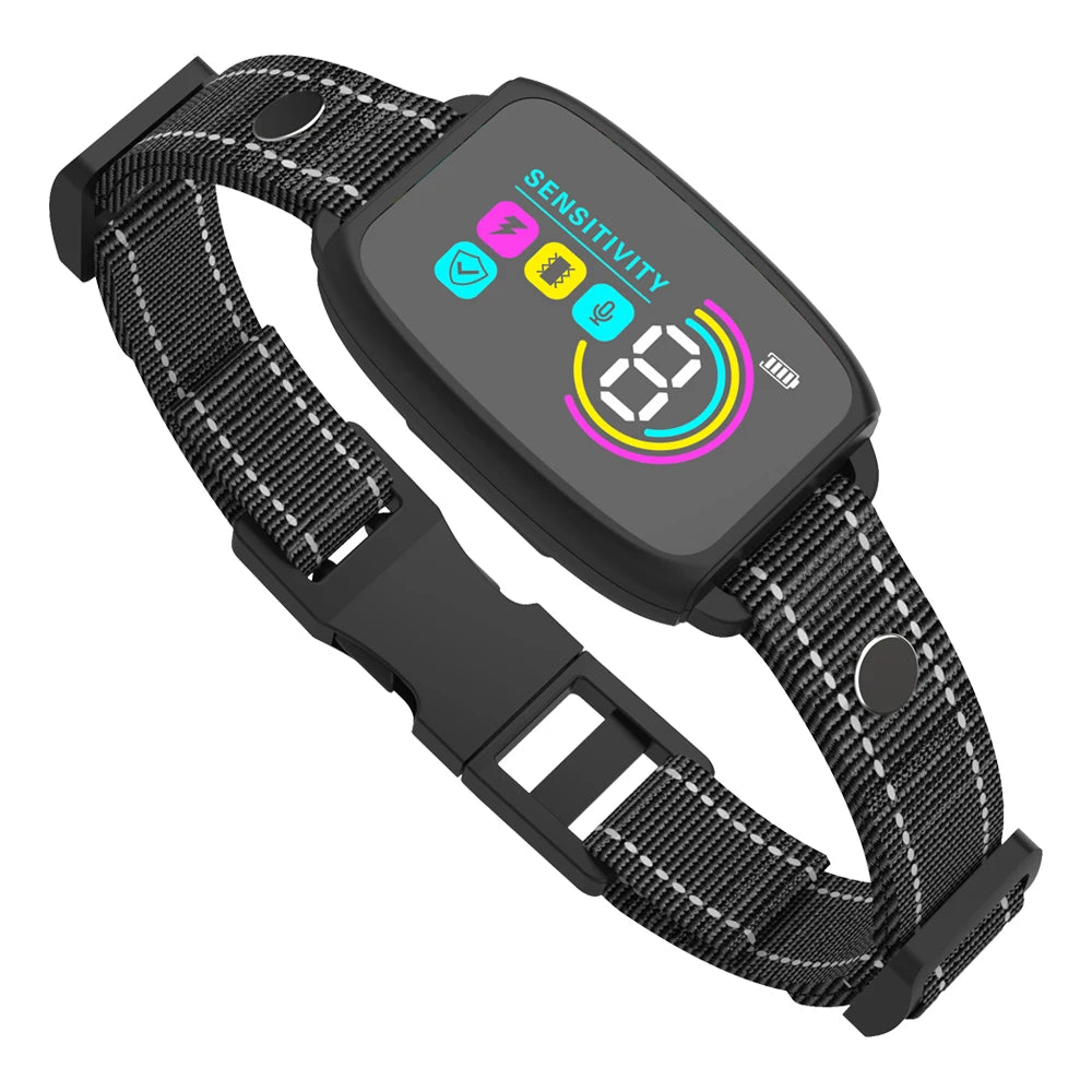 Coleira de cachorro com tela colorida, dispositivo automático antilatidos IP67 à prova d'água, recarregável, treinador de cães, antilatidos inteligente para cães de estimação