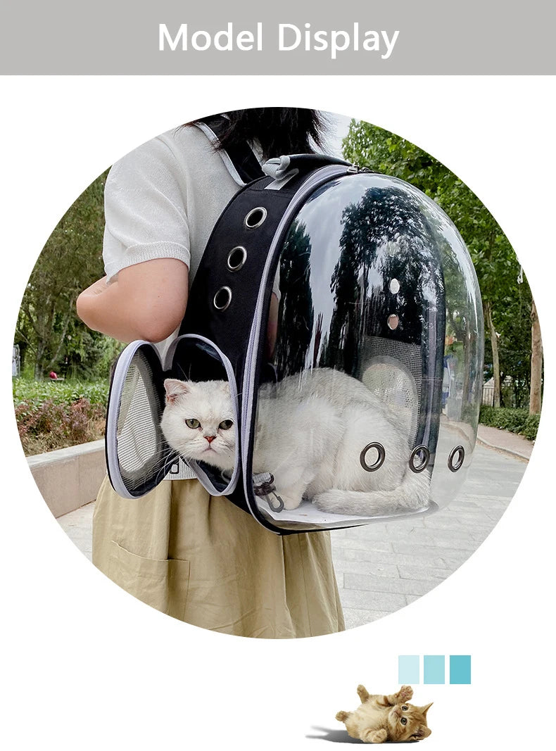 Bolsa de transporte para gatos e animais de estimação, mochilas para animais de estimação, respirável, portátil, transparente, bolsa de transporte para filhotes e cães, cápsula espacial
