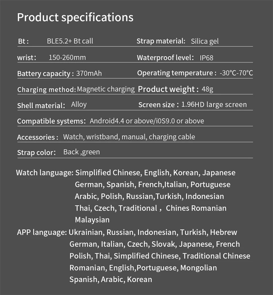 Novo relógio inteligente militar Xiaomi 2024 para homens, esportes ao ar livre, lanterna, fitness, monitor de saúde, 1,96" BT Call Smartwatch