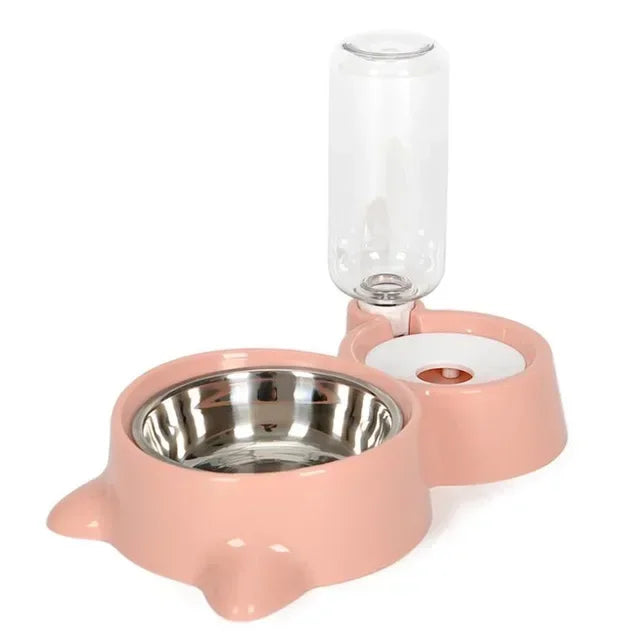 Tigela de comida para animais de estimação, recipiente de comida com armazenamento automático de água e equipado com dispensador de água para animais de estimação 2 em 1 dispensador de água para tigela de gato