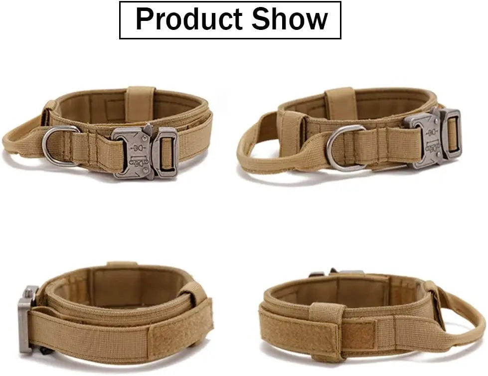 Strong Military Training Tactical Dog Collar with Control Handle and Heavy Quick-Release Metal Buckle for Medium Large Breed Dog
