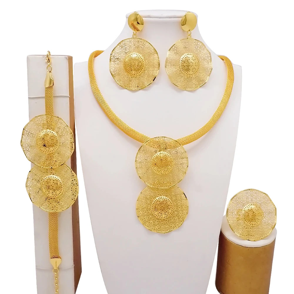 Conjuntos de joias finas 2023 para mulheres, presentes de casamento, colar, pulseira, brincos, anel, joias com contas africanas