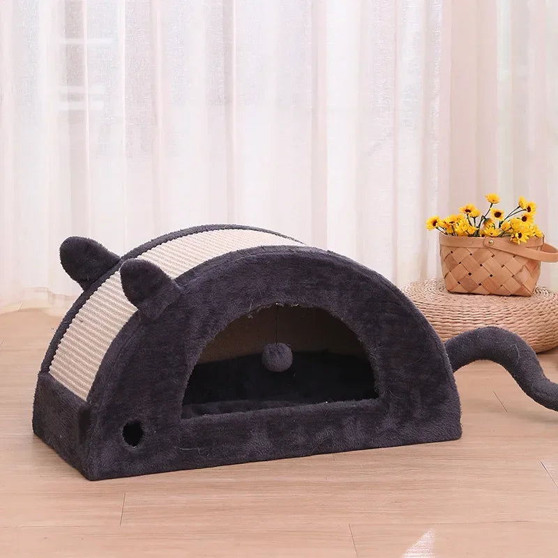 Ninho de gato, casa quente para gatos, casa fechada para gatos durante todo o ano, ninho de dormir para gatos no inverno, suprimentos para animais de estimação