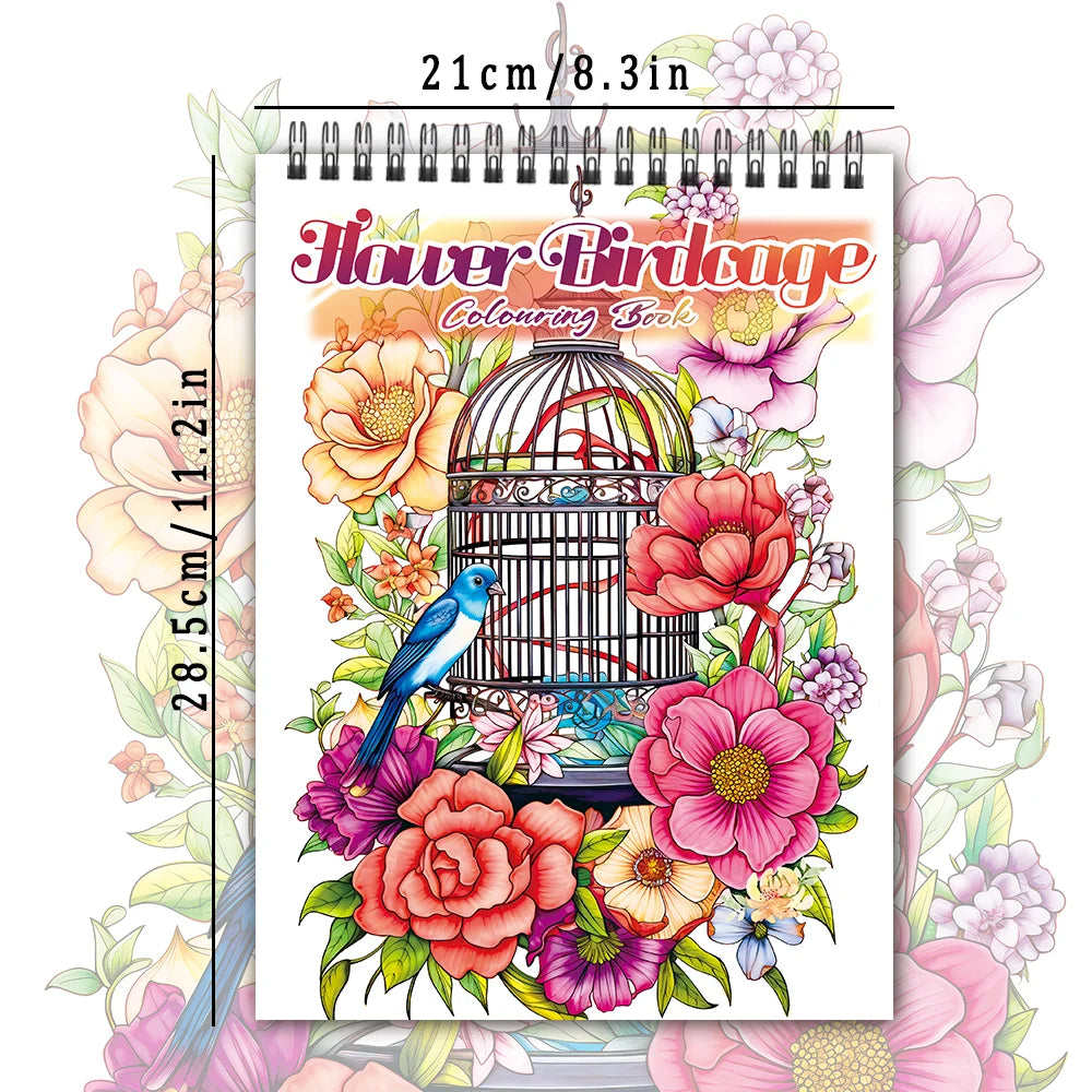 Livro de colorir em espiral - 30 folhas, livro de colorir para adultos, 11,3 x 8,3 polegadas, papel grosso de 100 g, livro de desenho, presente de boas-vindas para o feriado