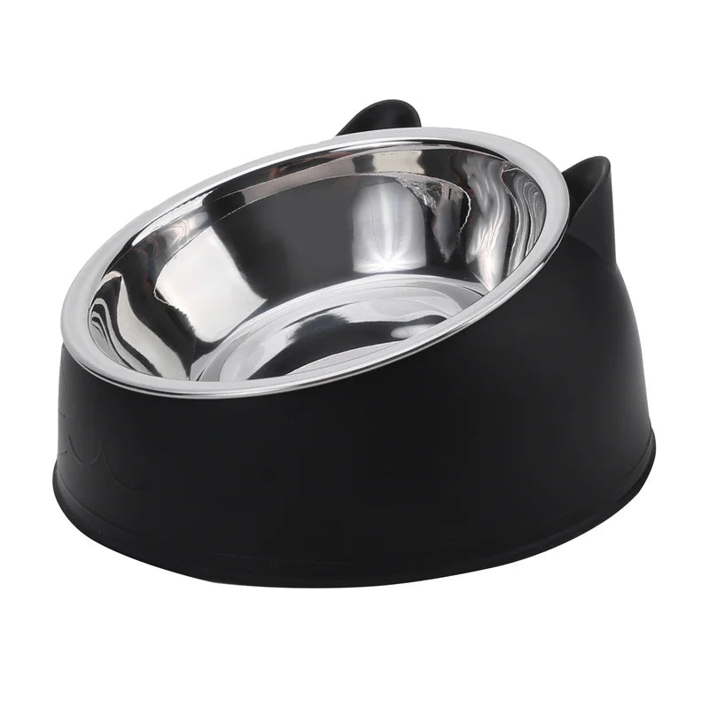 Tigela para gatos, adorável, criativa, inclinada, para gatinhos, filhotes, tigelas de alimentação, aço inoxidável, alimentador para gatos, cães de estimação, alimentadores para gatos