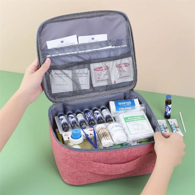 Kit de primeiros socorros para a família, 1 peça, portátil, para viagem, para uso externo, bolsa de armazenamento de medicamentos em camadas, grande capacidade, para uso doméstico