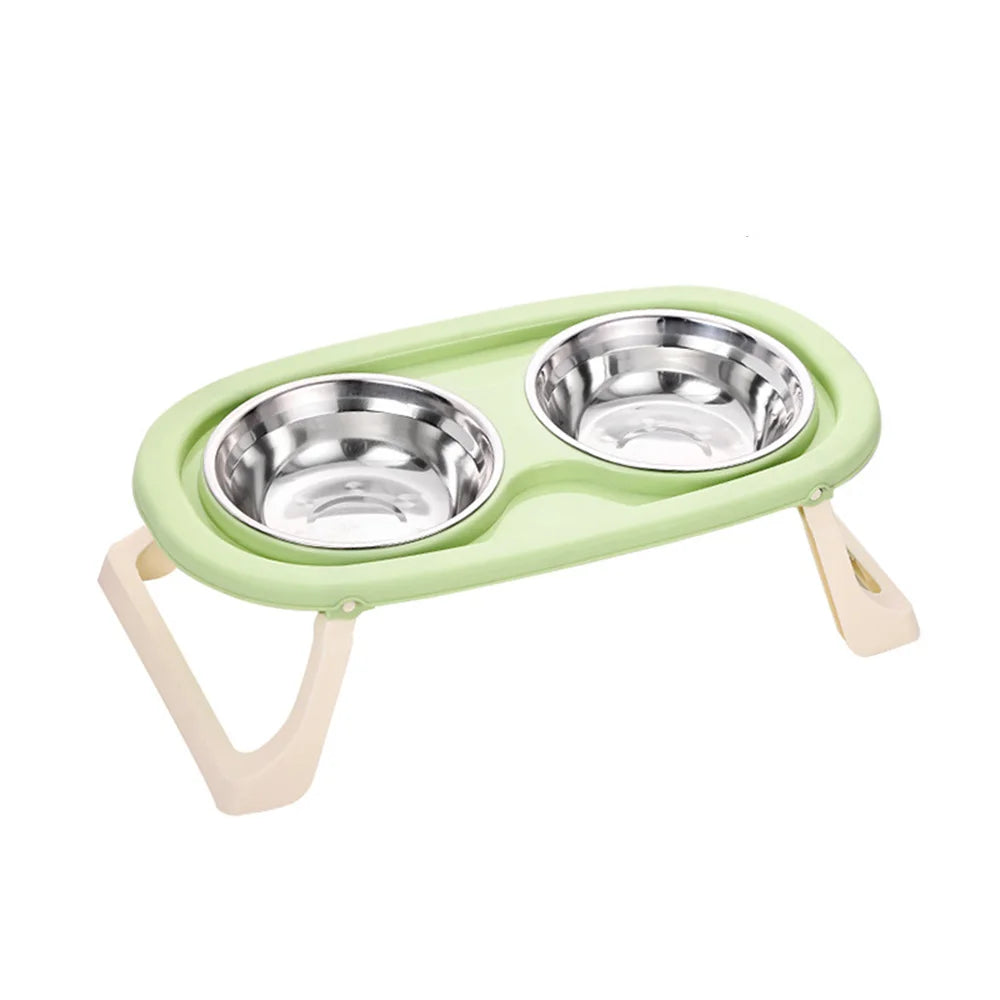 Tigela dupla para animais de estimação: design dobrável elevado para cães e gatos, antiderramamento, grande capacidade, tigela de comida para gatos e prato de alimentação para cães