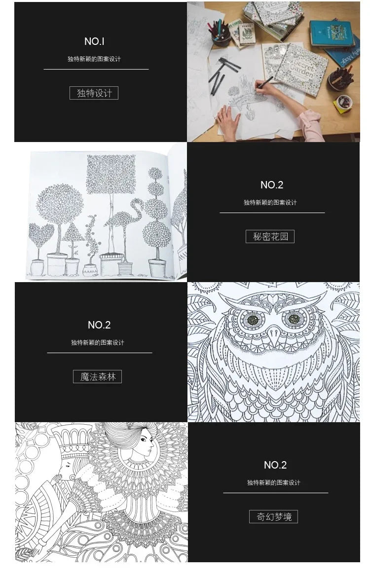 1 peça 24 páginas mandalas flor livro de colorir para crianças adulto grafite desenho livro de colorir conjunto arte material escolar