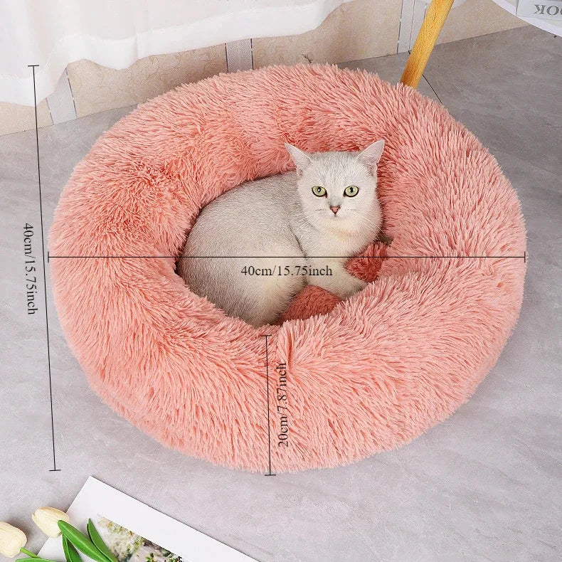 Ninho de pelúcia para animais de estimação, ninho de gato de inverno, ninho de cachorro, quente, removível e lavável, redondo, cama para animais de estimação, decoração sazonal universal para casa
