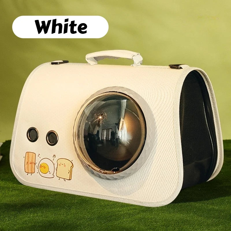 Mochila dobrável para transporte de gatos – Design fofo de desenho animado com aberturas de ventilação e alça de ombro, bolsa de viagem para animais de estimação para gatos