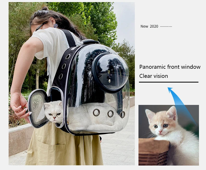 Bolsa de transporte para gatos e animais de estimação, mochilas para animais de estimação, respirável, portátil, transparente, bolsa de transporte para filhotes e cães, cápsula espacial