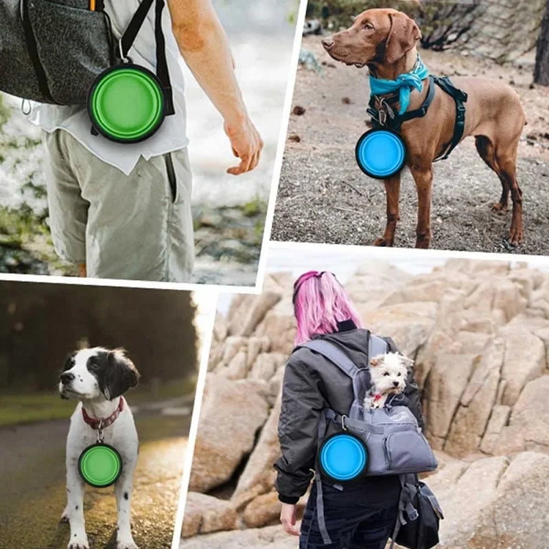 Tigela dobrável de silicone para animais de estimação, tigela grande de água para viagem, recipiente portátil para comida de cachorro, alimentador