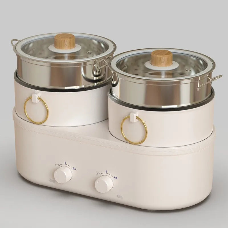Panela elétrica doméstica de dupla capacidade de 1,8 L, panela elétrica Yuanyang multifuncional, frigideira elétrica antiaderente 220 V