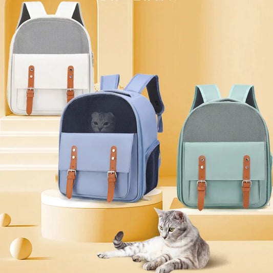 Mochila para transporte de gatos, bolsa respirável e moderna para viagem, para gatos e cães pequenos, suprimentos para animais de estimação