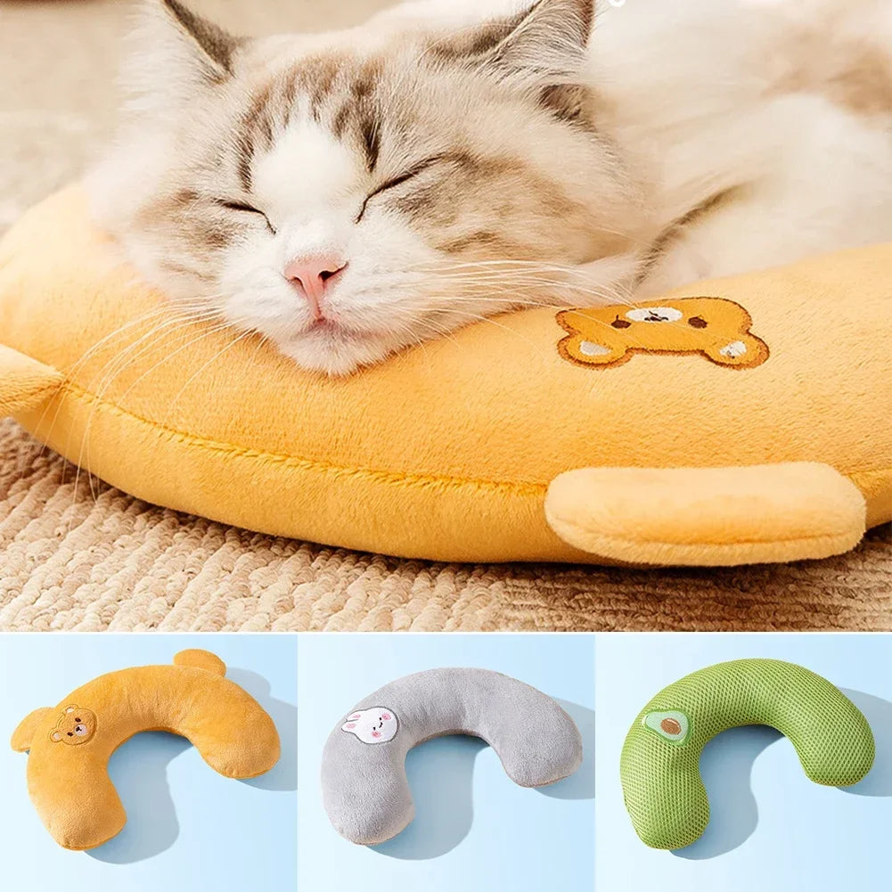 Travesseiro fofo para animais de estimação, protetor de pescoço em formato de U, sono profundo para filhotes, gatinhos, travesseiro para descanso de cabeça de cachorro e gato, suprimentos para animais de estimação