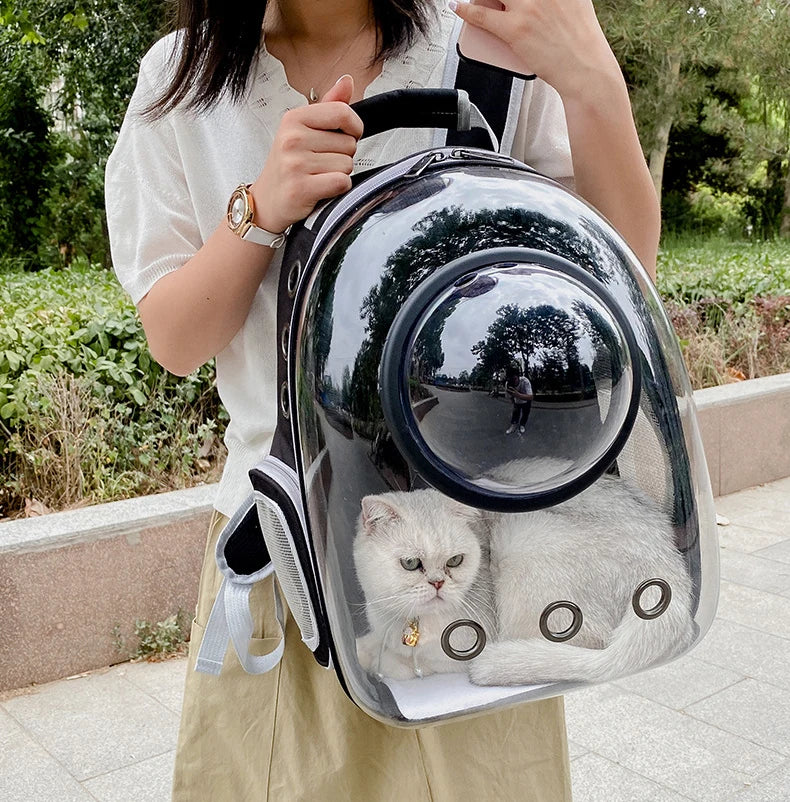 Bolsa de transporte para gatos e animais de estimação, mochilas para animais de estimação, respirável, portátil, transparente, bolsa de transporte para filhotes e cães, cápsula espacial