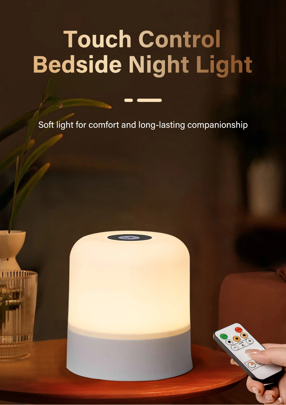 Lâmpada noturna LED sensível ao toque, USB, recarregável, regulável, de cabeceira, para decoração de quarto, presente de Natal, lâmpada noturna infantil