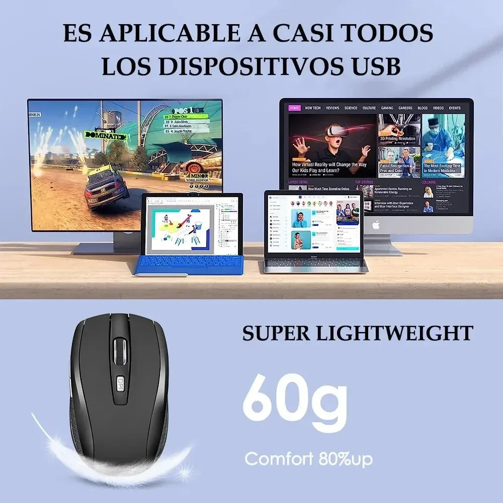 Mouse sem fio silencioso 2.4G portátil, móvel, óptico, mouse de escritório, níveis de DPI ajustáveis ​​para notebook, PC, laptop, MacBook