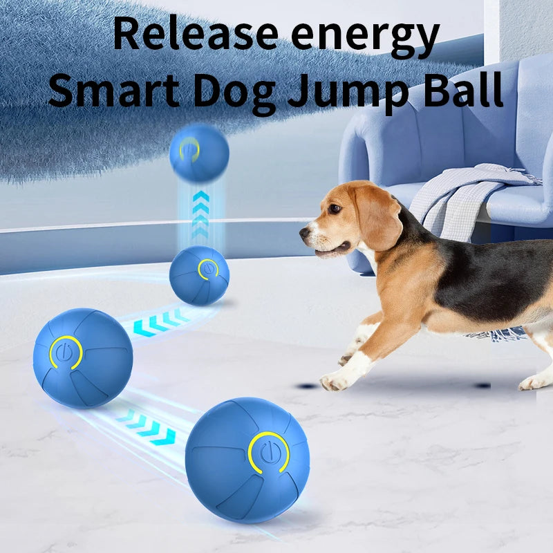 Bola de brinquedo inteligente para cachorro, brinquedo eletrônico interativo automático para animais de estimação, com rolamento, recarregável por USB, que salta para filhotes e cães grandes, brinquedo de mastigar