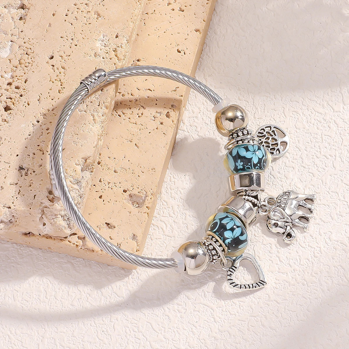 1 Pulseira feminina estilo família elefante pêssego coração árvore da vida pingente liga pulseira viagem ao ar livre banquete festa festival presente
