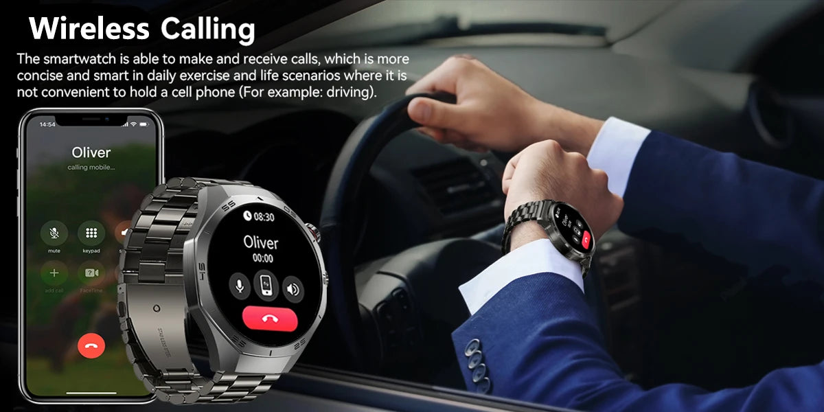 2025 Novo para Android e iOS Smart Watch Masculino Tela AMOLED GPS Trajetória de movimento Frequência cardíaca Bluetooth Chamadas SmartWatch à prova d'água
