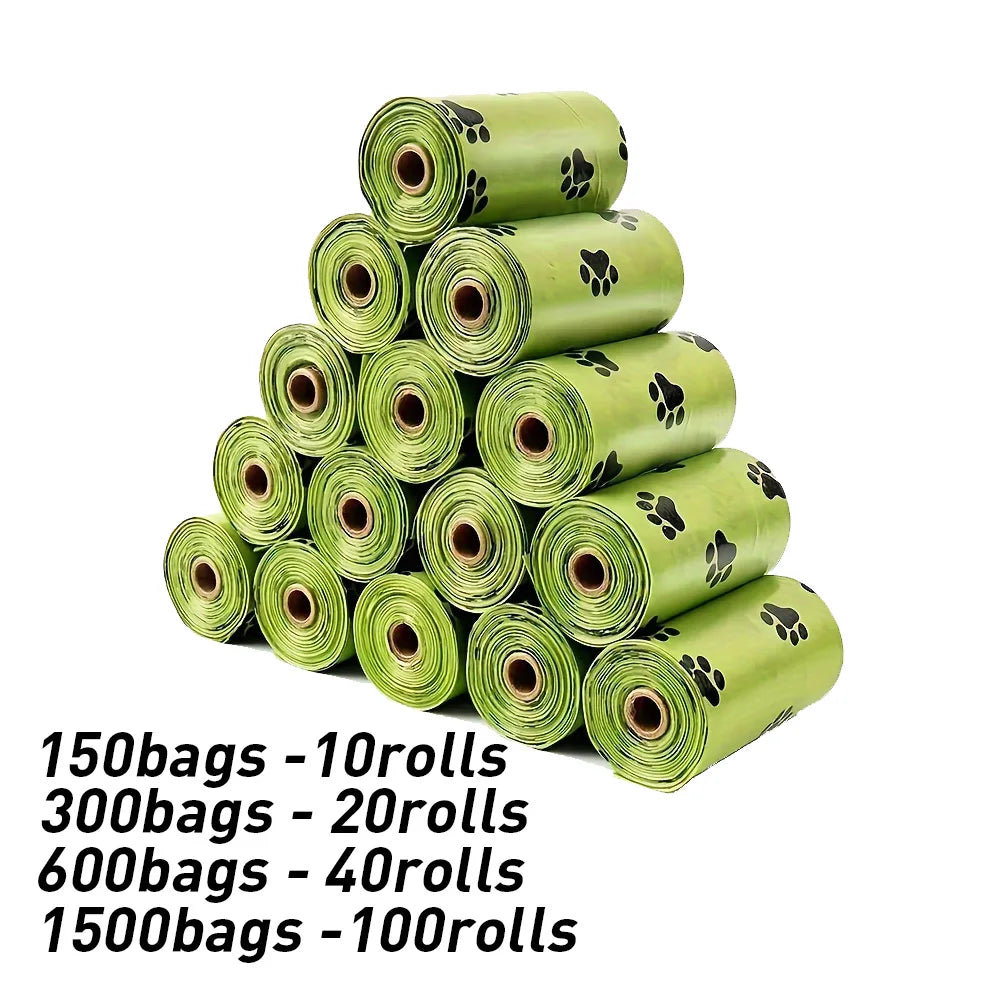Sacos para cocô de cachorro biodegradáveis ​​à prova de vazamentos, sacos para resíduos de animais de estimação para passear com o cachorro, limpeza ao ar livre, dispensador de sacos de areia para gatos, pacote a granel