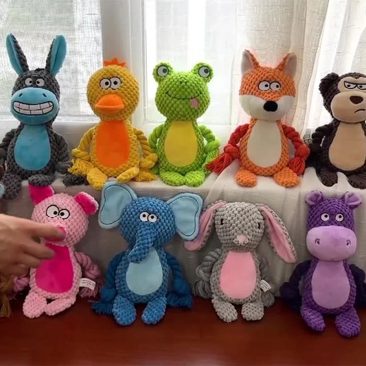 Brinquedo interativo de pelúcia cru para cachorro pequeno, indestrutível, resistente a mordidas, som de chocalho para cachorros que rangem, brinquedos para animais de estimação