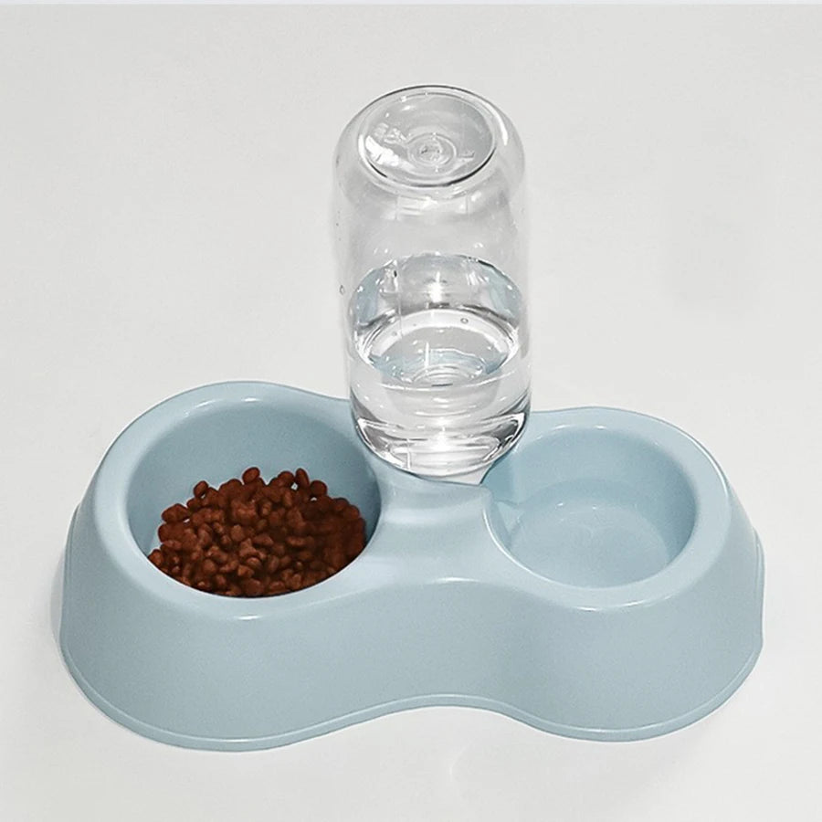Tigela para gatos, tigela dupla para animais de estimação, tudo em um, para comer e beber água, antiderrapante, com refil automático de água