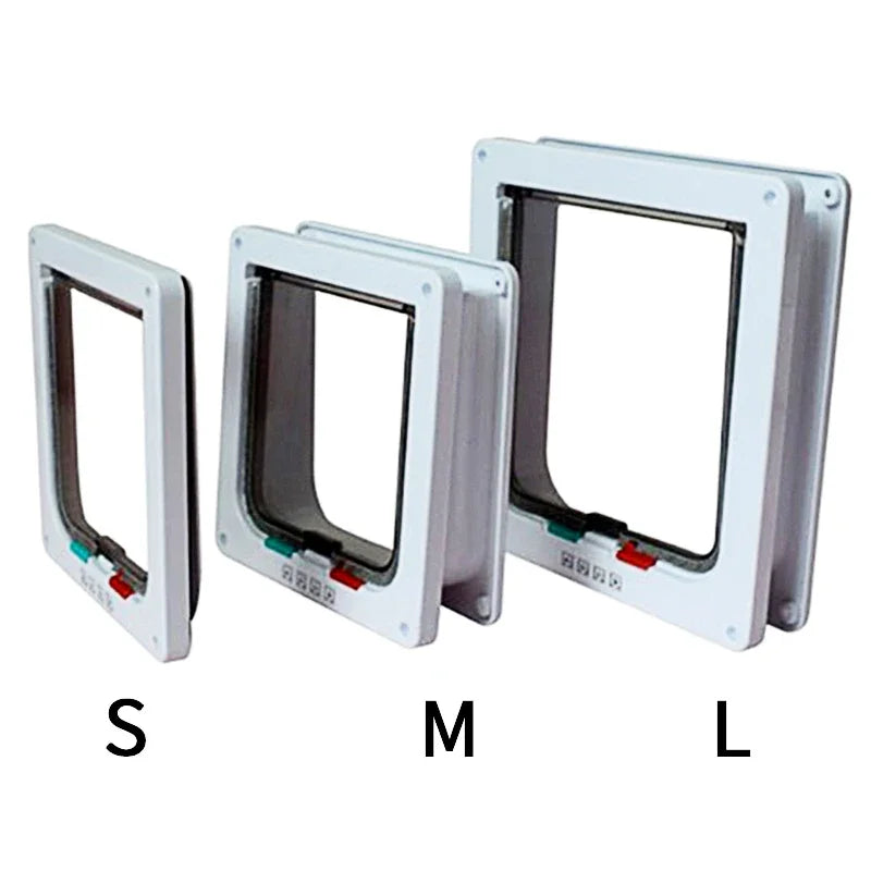 Porta de aba para cães e gatos com trava de segurança de 4 vias, porta de aba para cães e gatos, gatinhos, kit de porta de plástico ABS para animais de estimação pequenos, portas de aba para cães e gatos