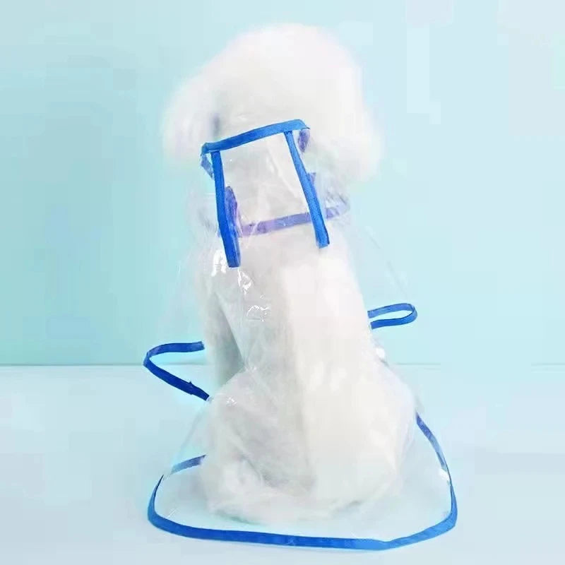 Capa de chuva transparente para cachorro e filhote, jaqueta impermeável com capuz, roupas de PVC macio, capa de chuva para cachorros pequenos