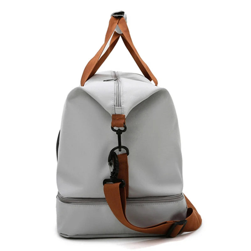 Bolsa de viagem masculina e feminina de grande capacidade para bagagem de mão, separação seco-molhado, bolsa esportiva de fitness, pacote de viagem de curta distância