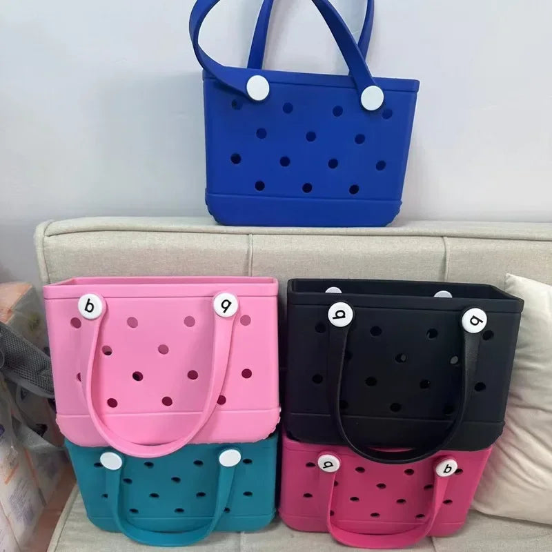 Cesta de armazenamento de verão à prova d'água Mini bolsa de praia infantil Bolsa de compras feminina Bolsa de compras de borracha para piquenique Bolsa de gelatina Bolsa de compras infantil