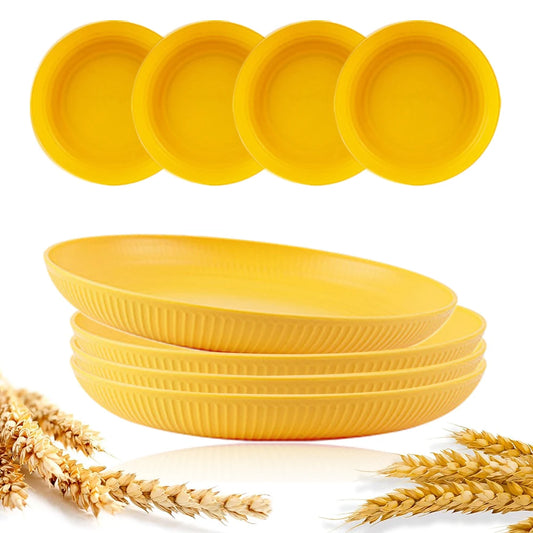 8 peças de pratos de palha de trigo leves e inquebráveis ​​de 23 cm, prato fundo para jantar para crianças e adultos, laváveis ​​na máquina de lavar louça, adequados para micro-ondas