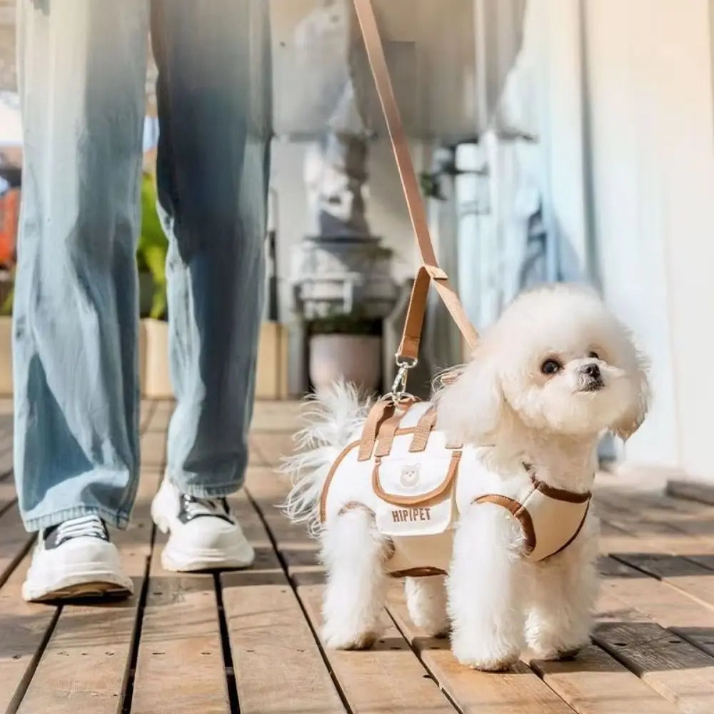 Mochila multifuncional para transporte de cães com alça dupla, respirável e ajustável, artefato para animais de estimação, bolsa lavável para passeios com cães