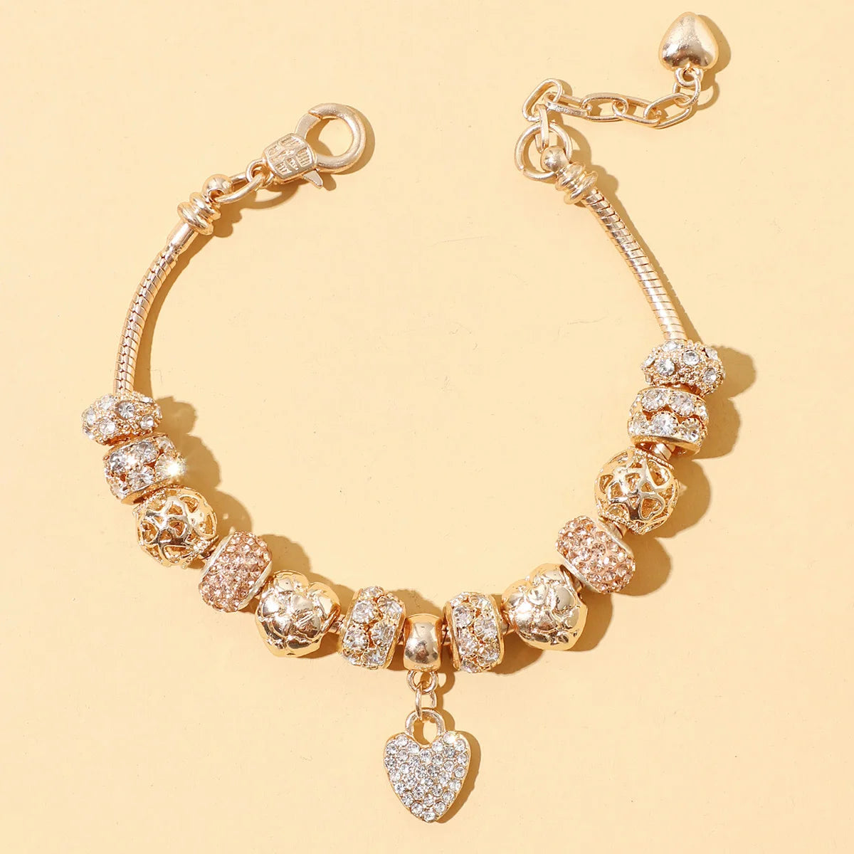 1 Pulseira feminina multi-elementos com contas de amor, pulseira de família, acessórios para festa de uso diário