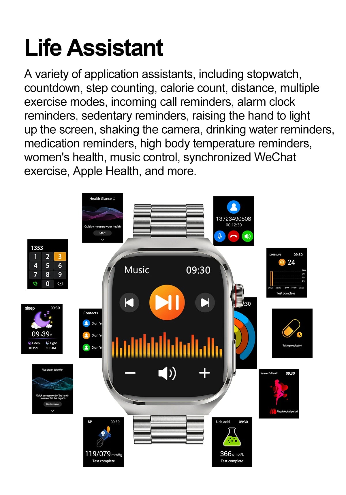 Novo 2025 para Huawei Três altas pressão arterial Smartwatch ECG Ácido Úrico Frequência Cardíaca Relógio Análise Corporal Monitoramento de Saúde Relógios