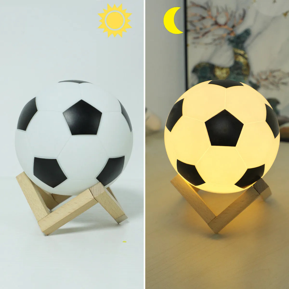 1 peça 14cm/5,5 pol. Luz noturna 3D de futebol, decoração de mesa para quarto, lâmpada de futebol alimentada por bateria, presente perfeito para decoração de adolescentes