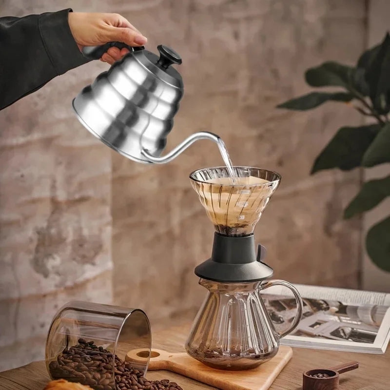 Cafeteira de aço inoxidável com termômetro Swan pescoço longo alta capacidade pode ser aquecida café profissional feito à mão