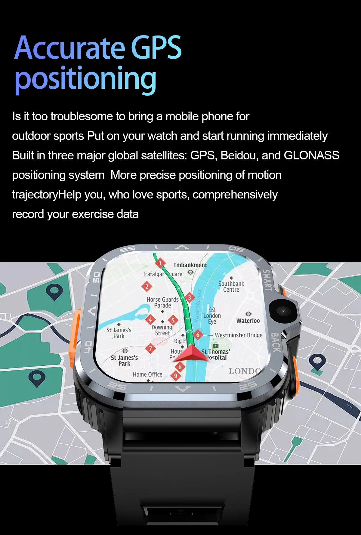 Relógio inteligente Android Valdus PGD masculino GPS 16G/64G ROM Armazenamento HD Câmera dupla NFC 2G 4G Cartão SIM Wi-Fi Sem fio Acesso rápido à Internet