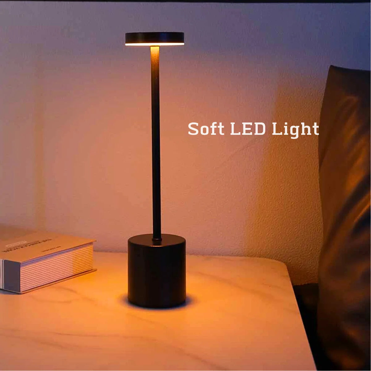 Luminária de mesa LED recarregável, de metal, com toque, para escrita, para cabeceira, criativa, ambiente, para decoração de bar e áreas externas, iluminação noturna 2024
