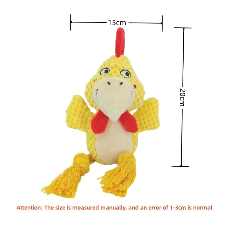 Brinquedo de pelúcia para cachorro, brinquedo de mastigar com articulação pequena crua, indestrutível, resistente a mordidas, som de guincho para filhotes, chocalho para brinquedos de estimação