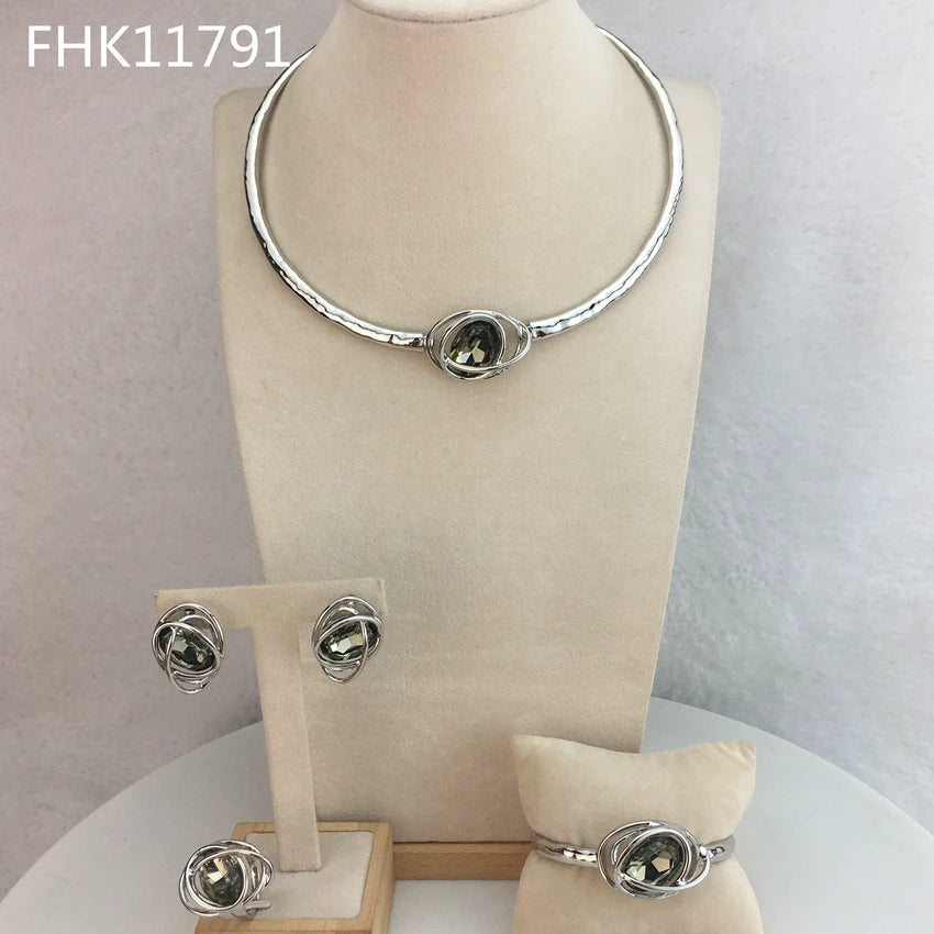 Yuminglai Dubai Fine Jewelry Conjuntos de joias clássicas com strass para mulheres FHK11792