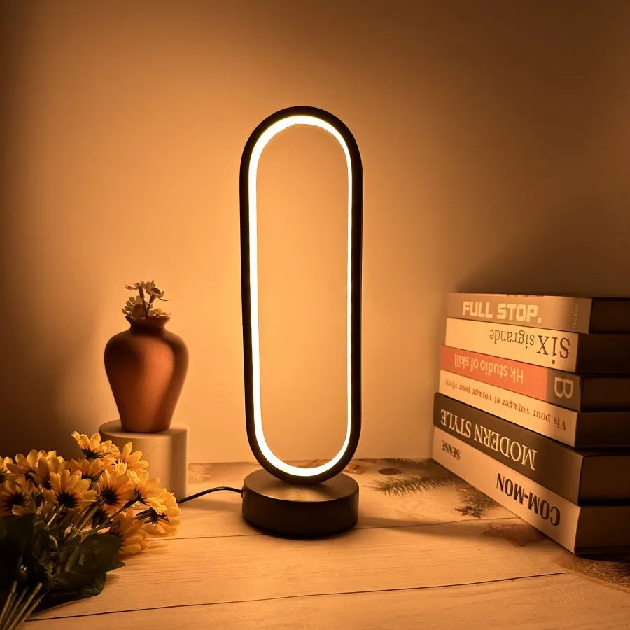 1 peça de lâmpada de anel moderna para quarto, sala de estar, três cores, lâmpada de cabeceira com escurecimento, luz noturna LED para escritório